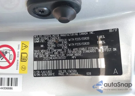 2017 Lexus Rx 350 from USA, damaged, VIN 2T2ZZMCA0HC065937